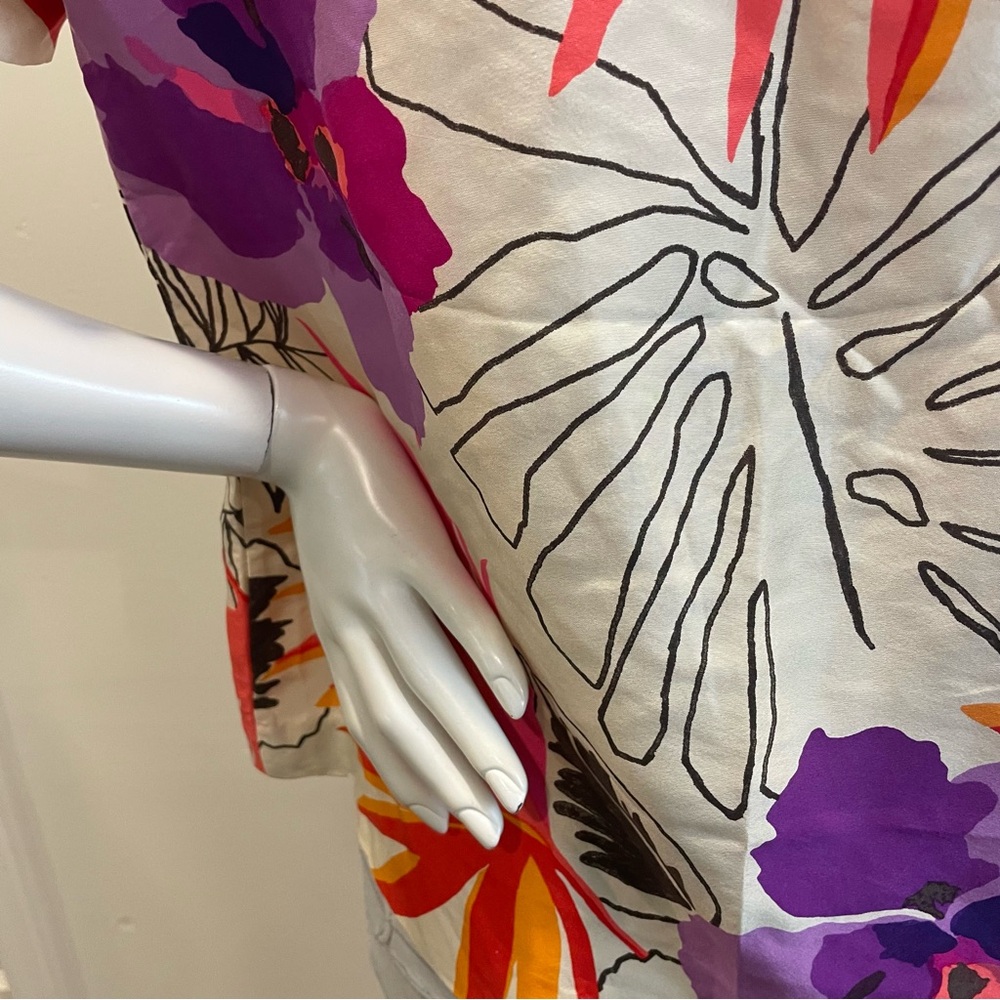 KATE SPADE Live Colorfully Pink Purple Floral Silk Top Blouse - Picture 7 of 11